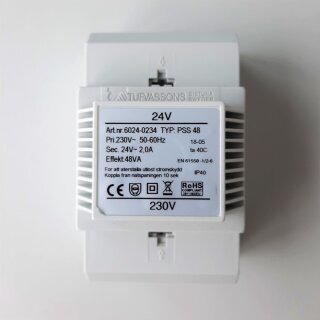 Transformer 2x24VAC PSS20 48VA, IP40, Hutschienenmontage