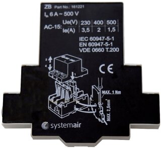 Systemair Hilfskontakt K(ZB) S-ET/S-DT für S-ET & S-DT, 1xNG, 1xNO, 230V/3,5A (161221)