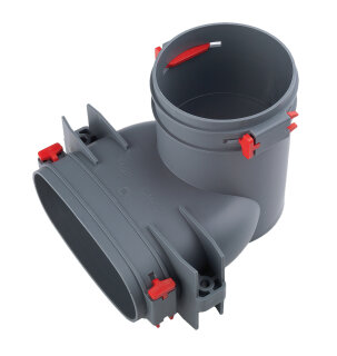 Vallox Uebergang O51 - R75/90 Oval auf Rundrohr 75 mm, 90 Grad